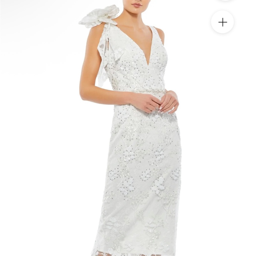 Mac Duggal Ivory Graceful Mesh Overlay Party Dress Size 12